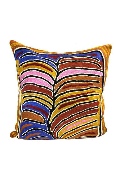 Aboriginal Art Home Decor-Lewis Wool Cushion Cover (Karlangu - Red/Yellow) 40x40 cm-Yarn Marketplace