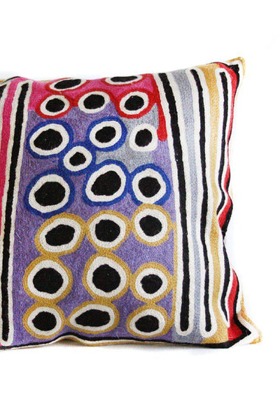 Aboriginal Art Home Decor-Lewis Wool Cushion Cover (Circles) 40x40 cm-Yarn Marketplace