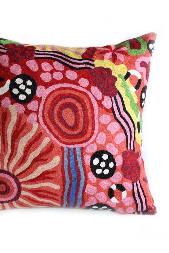 Aboriginal Art Home Decor-Marks Wool Cushion Cover (Pink) 51x51 cm-Yarn Marketplace