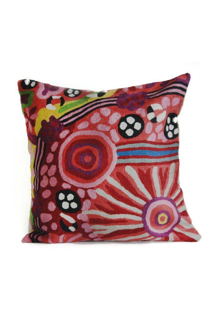 Aboriginal Art Home Decor-Marks Wool Cushion Cover (Pink) 40x40 cm-Yarn Marketplace