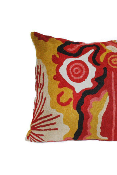 Aboriginal Art Home Decor-Marks Wool Cushion Cover (Red) 51x51 cm-Yarn Marketplace