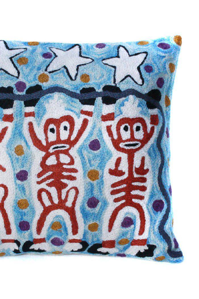 Aboriginal Art Home Decor-Varcoe Wool Cushion Cover (Blue/Red) 30x30 cm-Yarn Marketplace