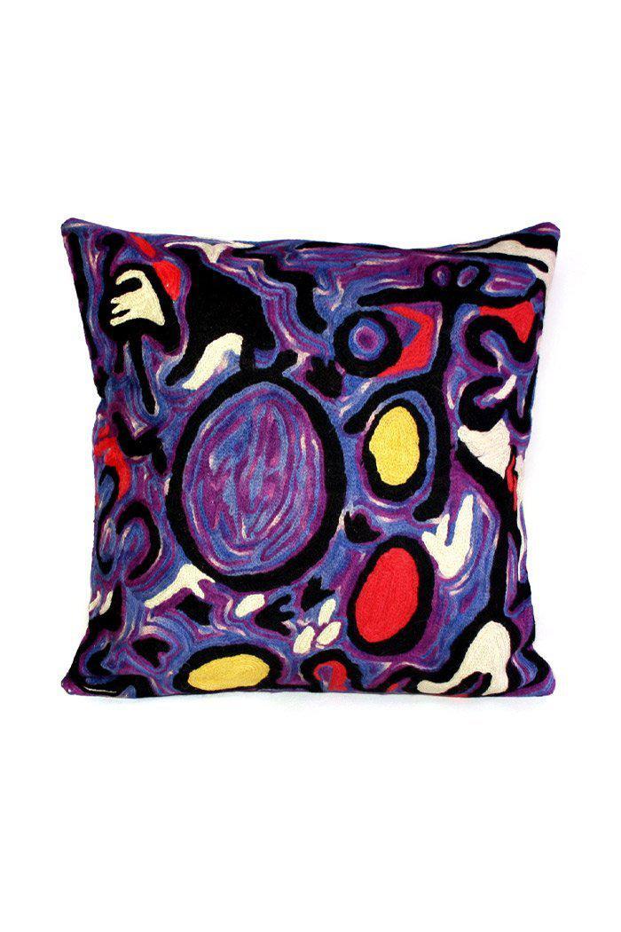 Aboriginal Art Home Decor-Varcoe Wool Cushion Cover (Purple) 40x40 cm-Yarn Marketplace