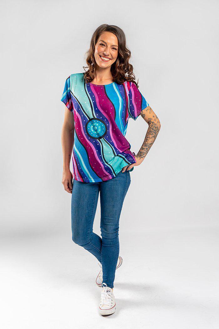 Aboriginal Art Clothing-Jara Yaganya Women's Fashion Top-Yarn Marketplace