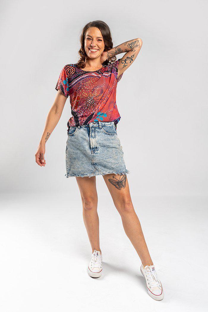 Aboriginal Art Clothing-Leaders Women's Fashion Top-Yarn Marketplace