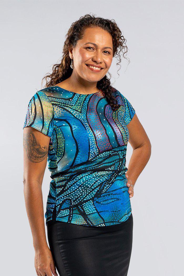 Aboriginal Art Clothing-Yalingbila Balgany Women's Fashion Top-Yarn Marketplace