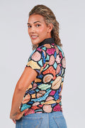 Aboriginal Art Clothing-Connection To Country UPF 50 Women's Fitted Polo Shirt-Yarn Marketplace