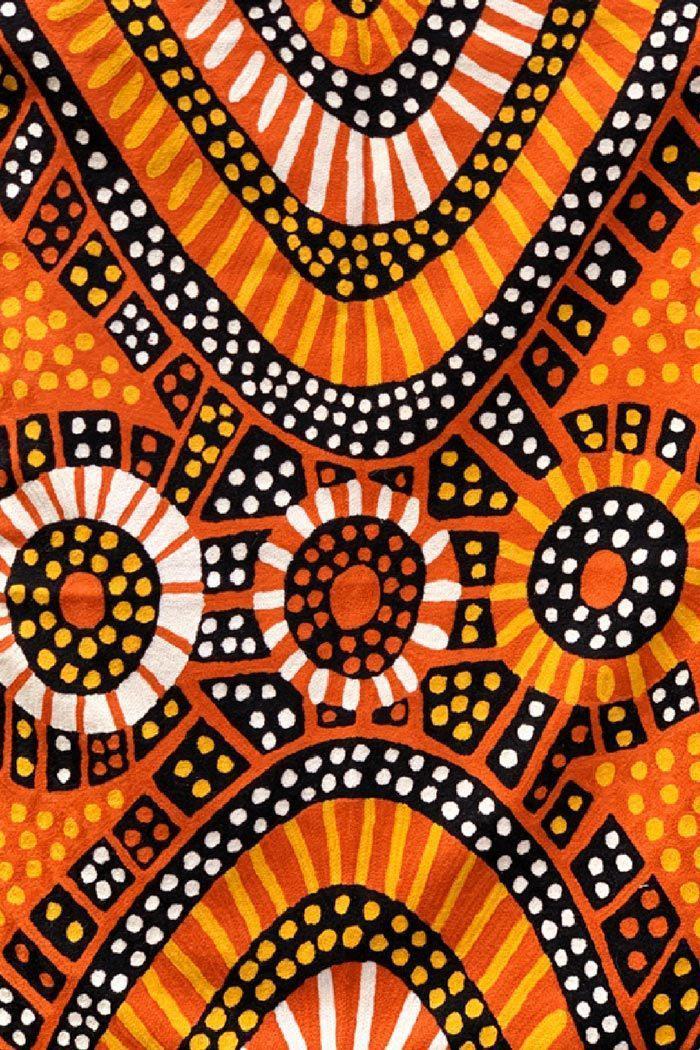 Aboriginal Art Au Online-Puruntatameri Wool Floor Rug Orange 2x3ft (61x91cm)-Yarn Marketplace