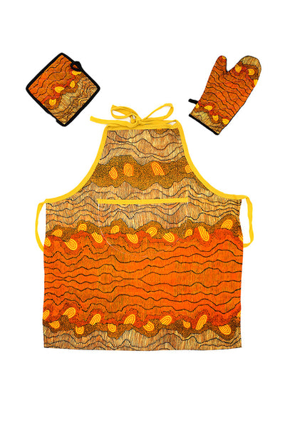 Marks Cotton Apron, Mat and Mitt Kit (Orange)