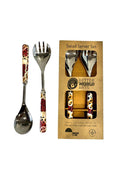 Aboriginal Art Kitchen Warehouse-Brown Salad Server Set Steel - 280mm-Yarn Marketplace