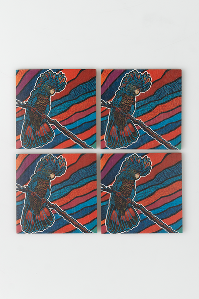 Cockatoo Firebird Bamboo Coaster Set (4 Pack)