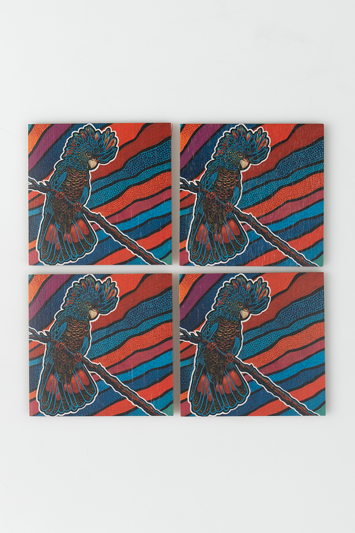 Cockatoo Firebird Bamboo Coaster Set (4 Pack)