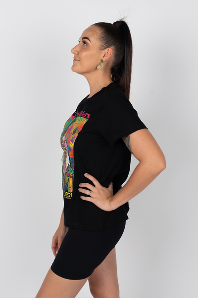 Connecting The Past To A Brighter Future NAIDOC WEEK 2023 Black Cotton Crew Neck Women's T-Shirt