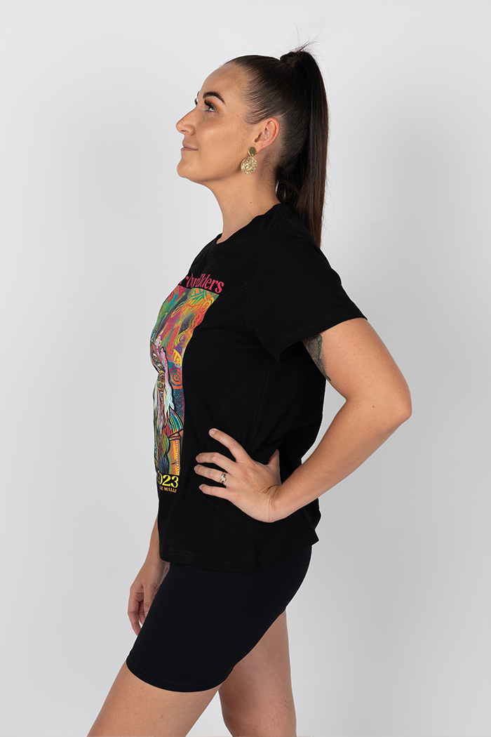 Connecting The Past To A Brighter Future NAIDOC WEEK 2023 Black Cotton Crew Neck Women's T-Shirt