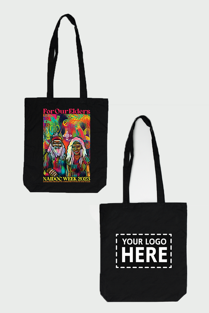 (Custom) Connecting The Past To A Brighter Future NAIDOC WEEK 2023 Black Cotton Tote Bag