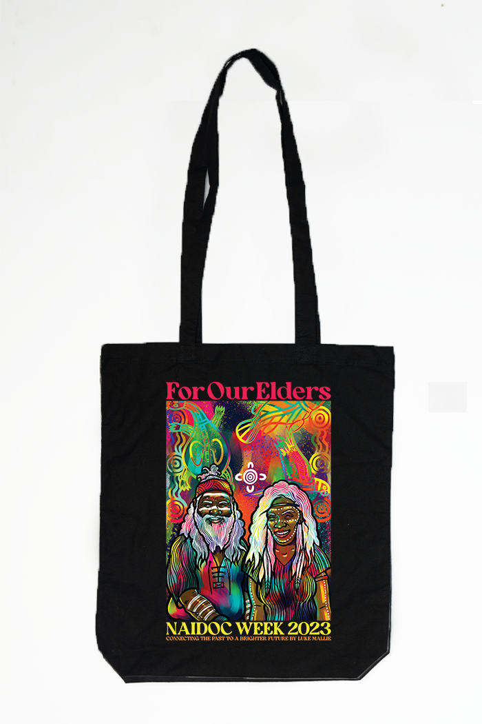 (Custom) Connecting The Past To A Brighter Future NAIDOC WEEK 2023 Black Cotton Tote Bag