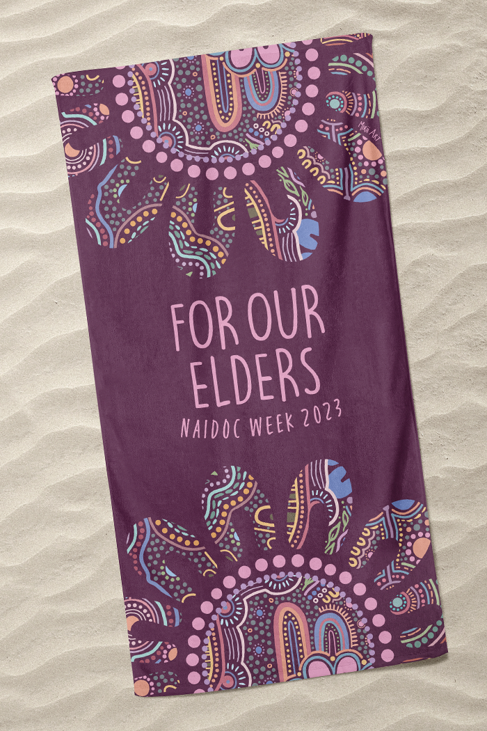 Connection Through Generations (Purple) NAIDOC WEEK 2023 Beach Towel