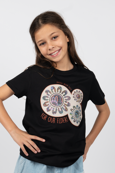 Connection Through Generations (Cream) NAIDOC WEEK 2023 Black Cotton Crew Neck Kids T-Shirt