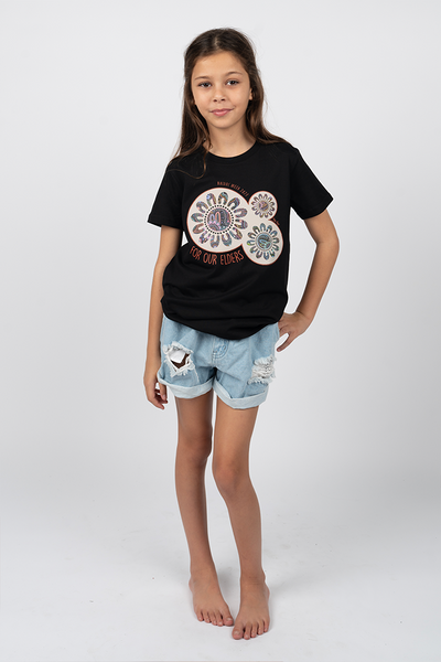 Connection Through Generations (Cream) NAIDOC WEEK 2023 Black Cotton Crew Neck Kids T-Shirt