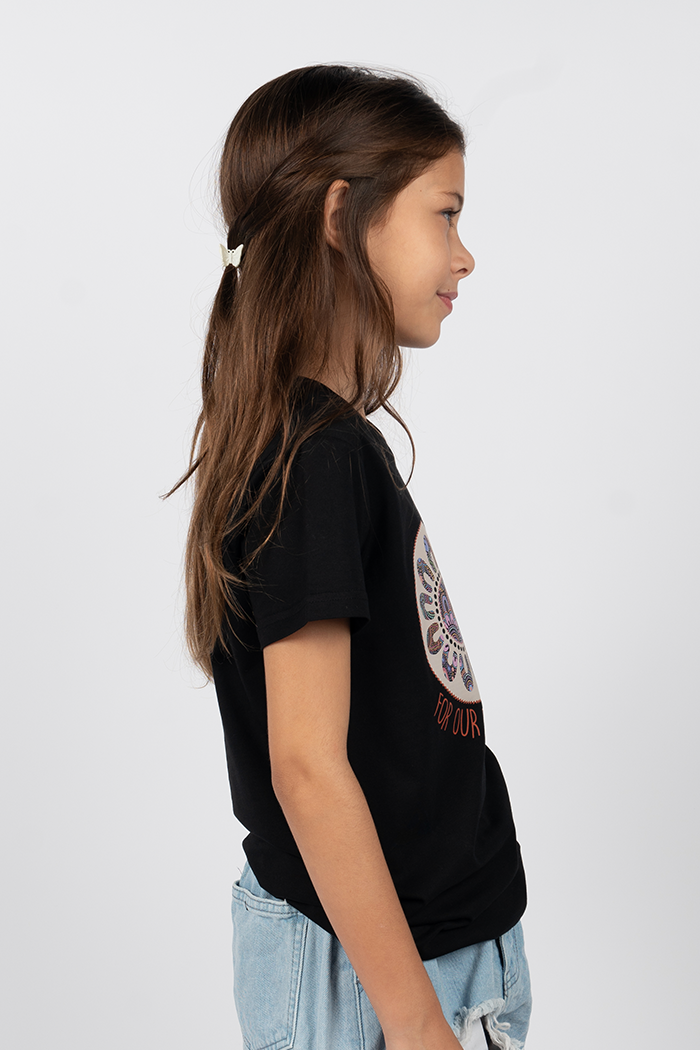 Connection Through Generations (Cream) NAIDOC WEEK 2023 Black Cotton Crew Neck Kids T-Shirt