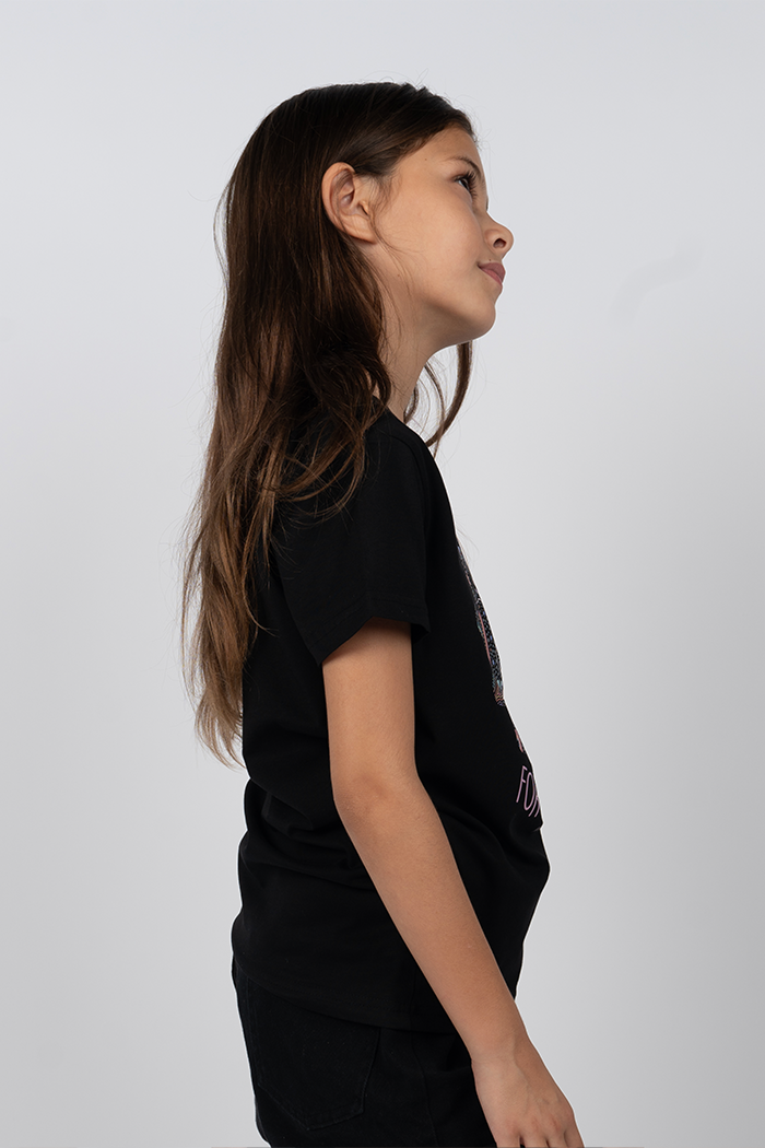 Connection Through Generations (Purple) NAIDOC WEEK 2023 Black Cotton Crew Neck Kids T-Shirt