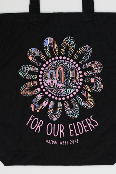 Connection Through Generations (Purple) NAIDOC WEEK 2023 Black Cotton Tote Bag