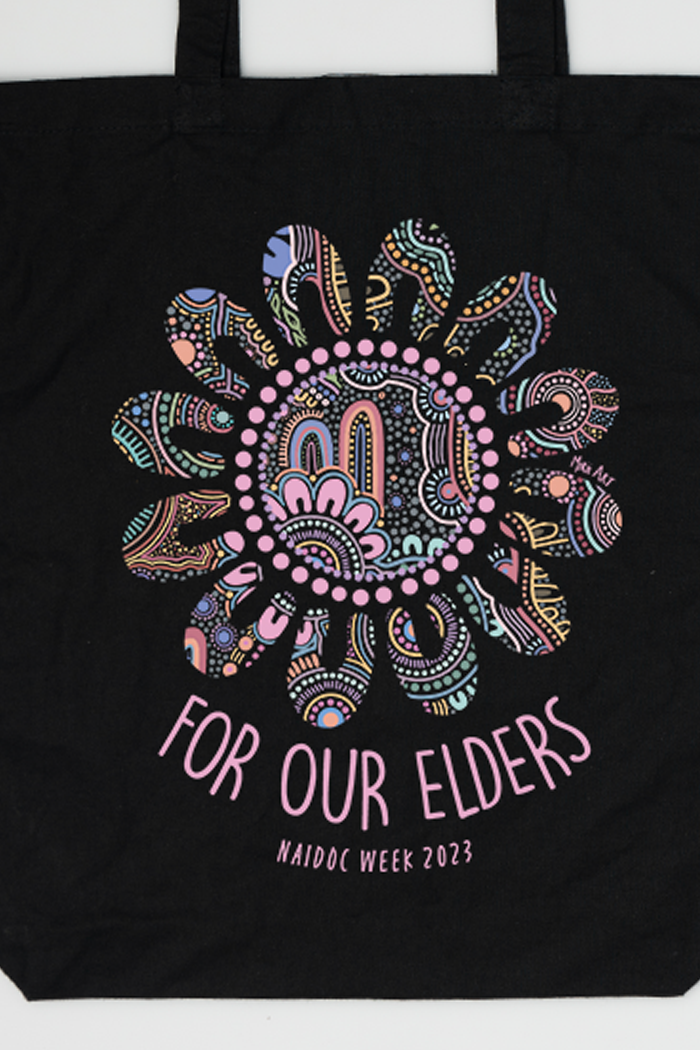 Connection Through Generations (Purple) NAIDOC WEEK 2023 Black Cotton Tote Bag