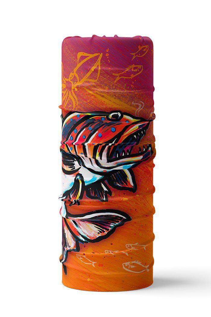 Aboriginal Art Headwear-Coral Trout Dreams Bright Fishing Snood - Neck Gaiter-Yarn Marketplace