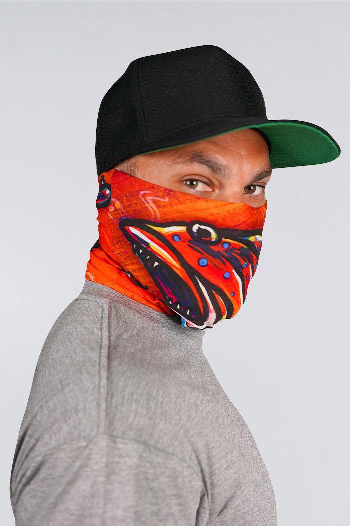 Aboriginal Art Headwear-Coral Trout Dreams Bright Fishing Snood - Neck Gaiter-Yarn Marketplace