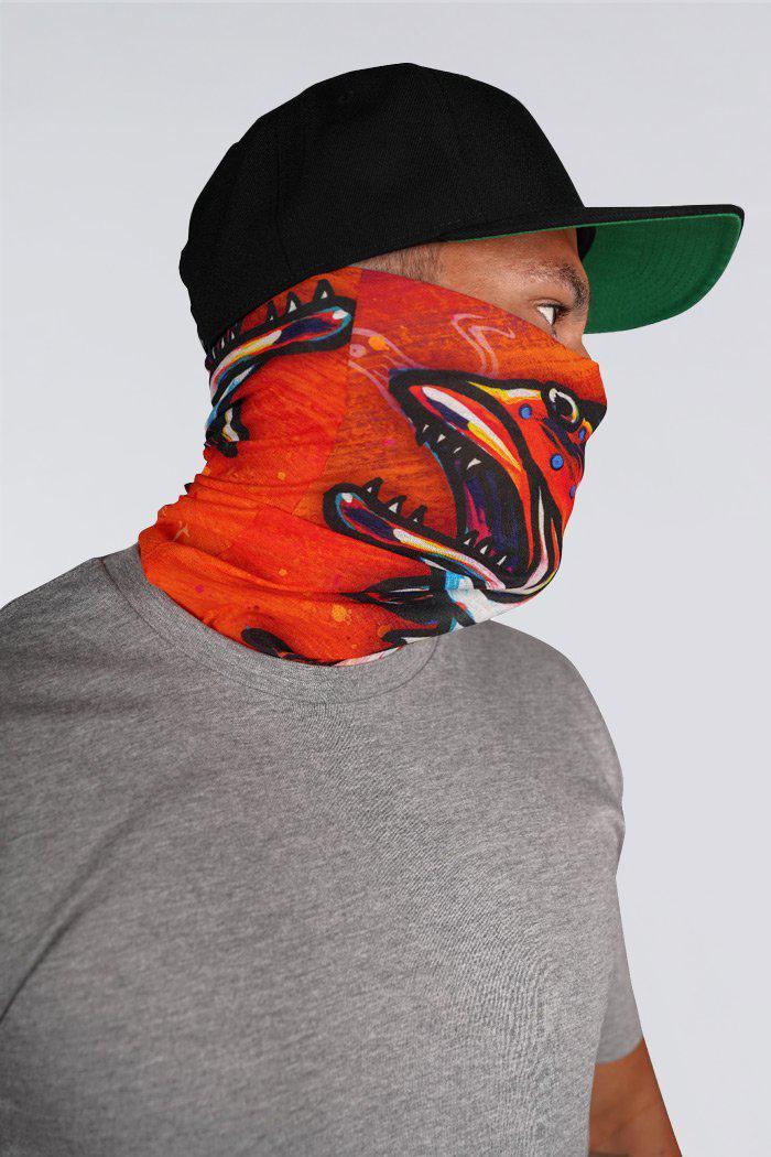 Aboriginal Art Headwear-Coral Trout Dreams Bright Fishing Snood - Neck Gaiter-Yarn Marketplace