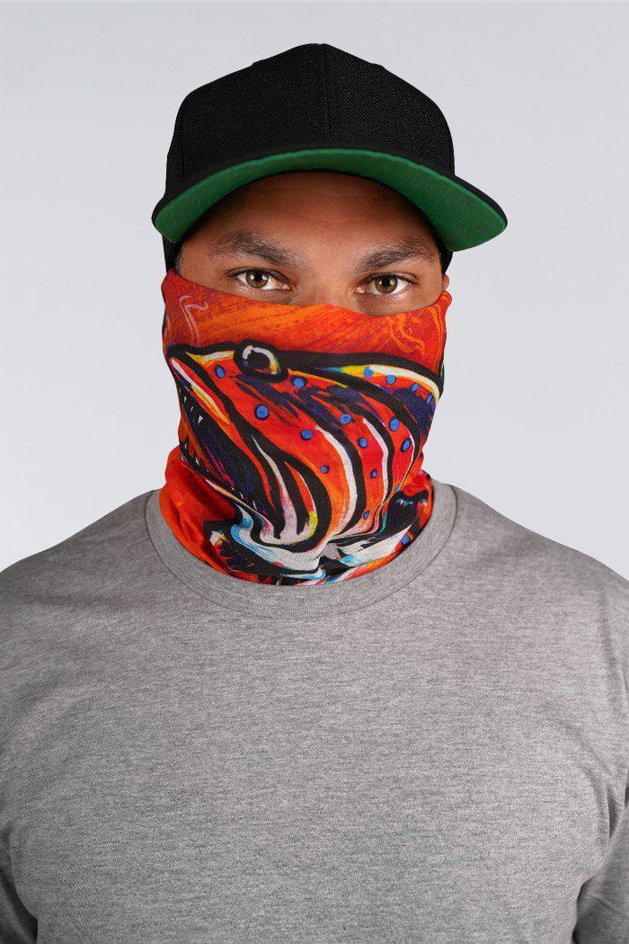 Aboriginal Art Headwear-Coral Trout Dreams Bright Fishing Snood - Neck Gaiter-Yarn Marketplace