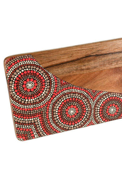 Aboriginal Art Kitchen Warehouse-Crossing Cultures Through Connection Acacia Wooden Serving Board-Yarn Marketplace