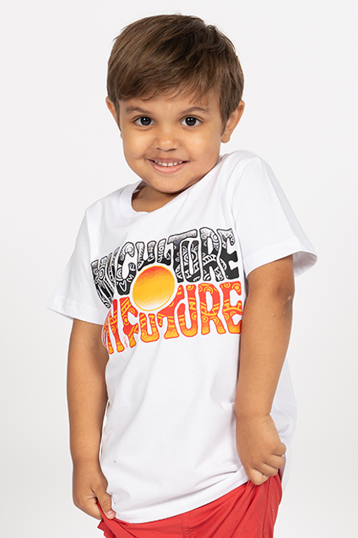 "My Culture, My Future" White Cotton Crew Neck Kids T-Shirt