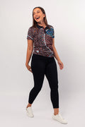 Aboriginal Art Clothing-Heal Our Nura Recycled Women’s Fitted Polo Shirt-Yarn Marketplace