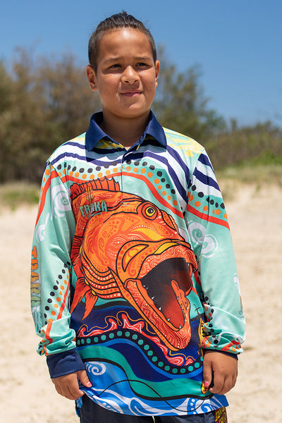 Reef King UPF50+ Kids Long Sleeve Polo Shirt