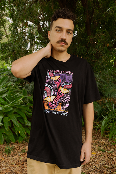 'Ngal-Gawu' Grandmother (Mother's Mum) NAIDOC WEEK 2023 Black Cotton Crew Neck Unisex T-Shirt