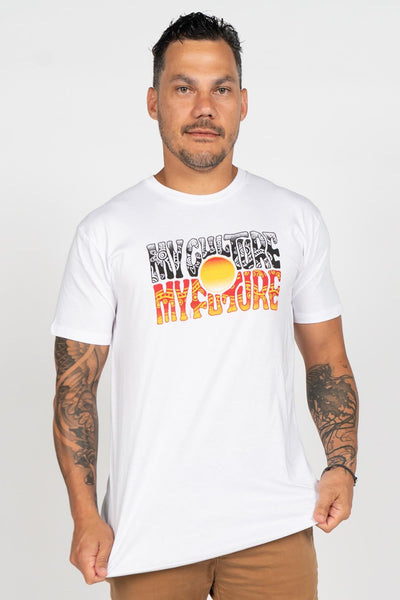 "My Culture, My Future" White Cotton Crew Neck Unisex T-Shirt