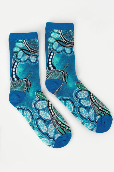 Ocean Turtles Cotton Crew Socks