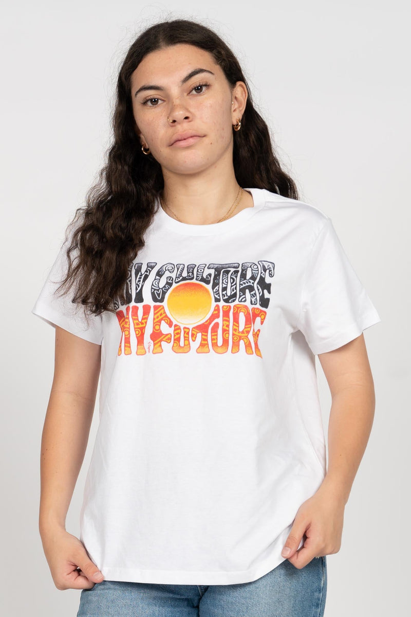 "My Culture, My Future" White Cotton Crew Neck Women's T-Shirt