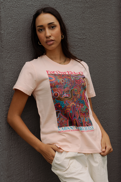 Knowledge Holders NAIDOC WEEK 2023 Pale Pink Cotton Crew Neck Women's T-Shirt