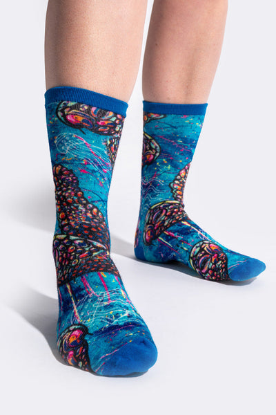 Green Sea Turtle Dreaming Cotton Crew Socks