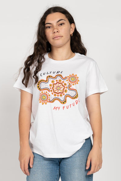 Gather and Thrive White Cotton Crew Neck Women's T-Shirt