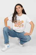 Gather and Thrive White Cotton Crew Neck Women's T-Shirt