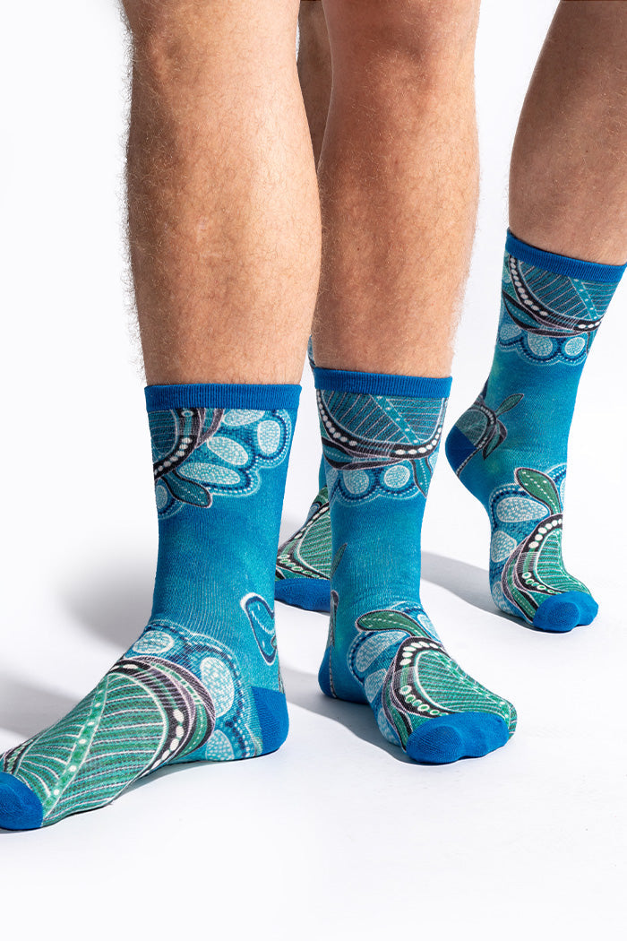 Ocean Turtles Cotton Crew Socks Twin Pack