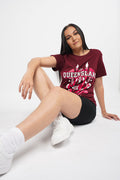 QLD Tribute Burgundy Cotton Crew Neck Women's T-Shirt