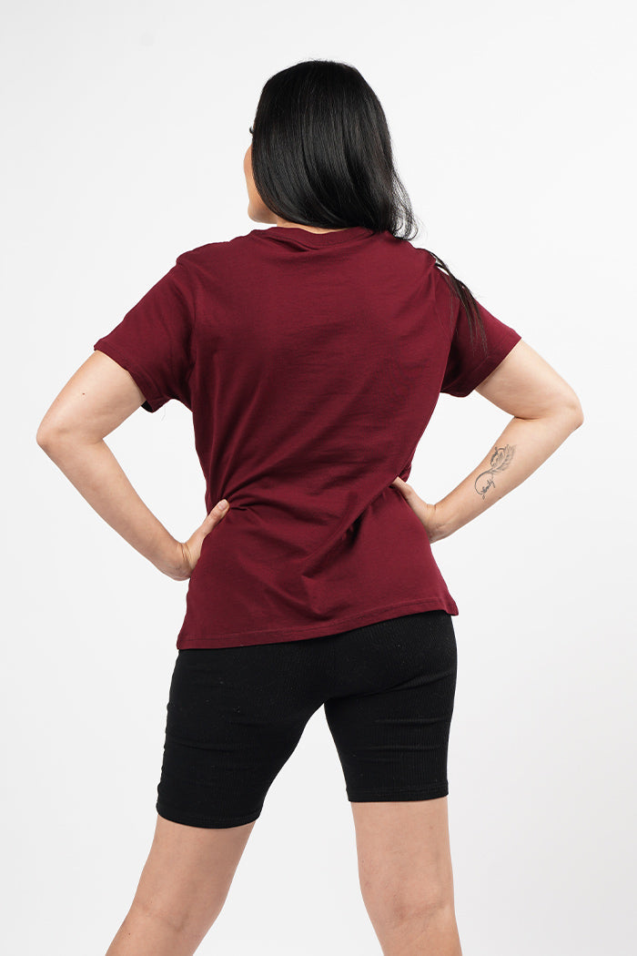 QLD Tribute Burgundy Cotton Crew Neck Women's T-Shirt