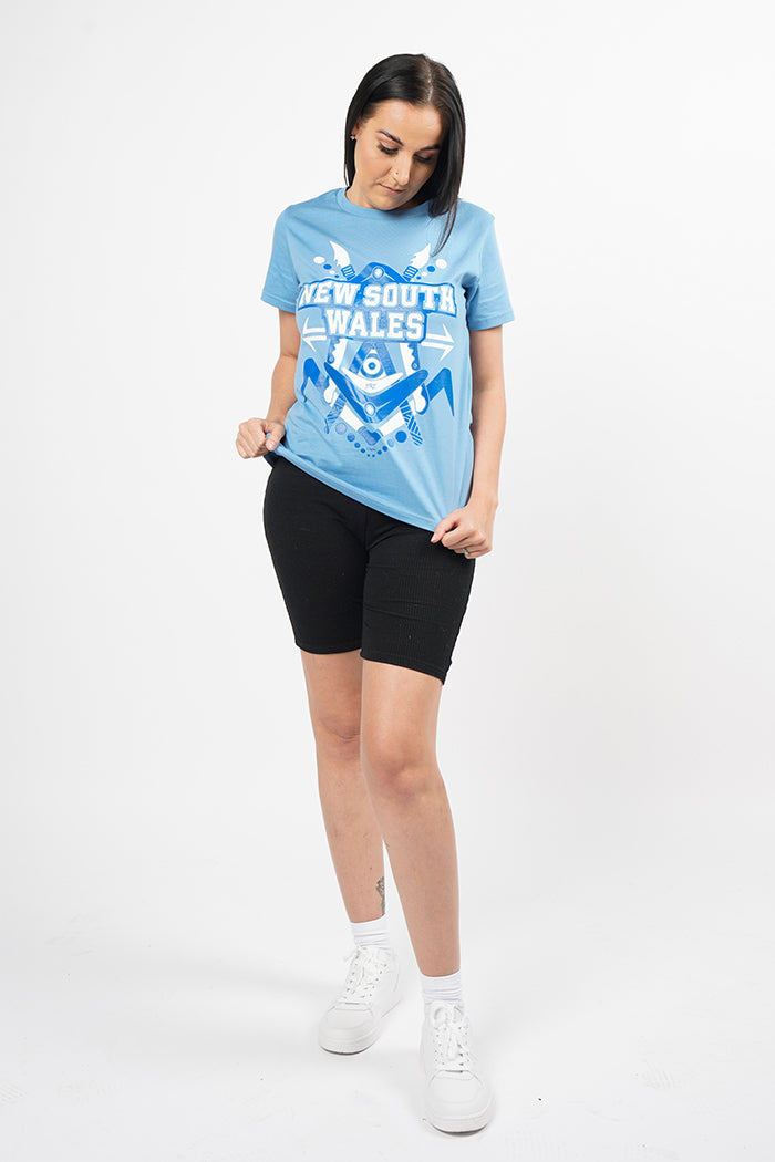 NSW Tribute Carolina Blue Cotton Crew Neck Women's T-Shirt