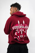 QLD Tribute Burgundy Premium Cotton Blend Unisex Hoodie