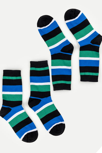 Stripes TSI Cotton Crew Socks Twin Pack