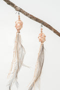 Dha Ngui "Earth Emu" Feathered Sunstone Net Bound Earrings